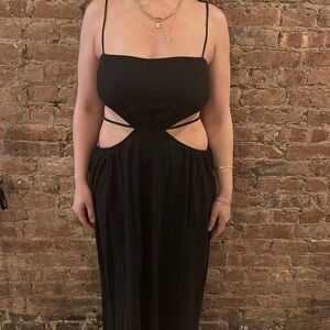Reformation Black Cut Out Cotton Maxi Dress